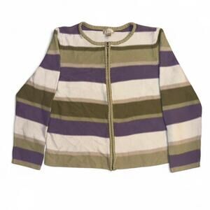 vtg 80s 90s stripe full zip grandmacore preppy spring 2026